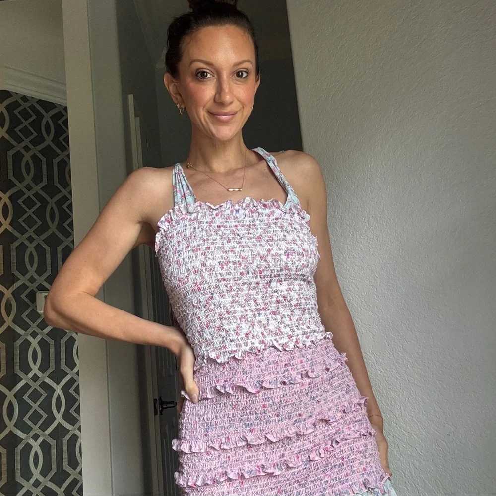 Love Shack Fancy x Target - Floral Pink, Blue and White Dress - Picture 3 of 5